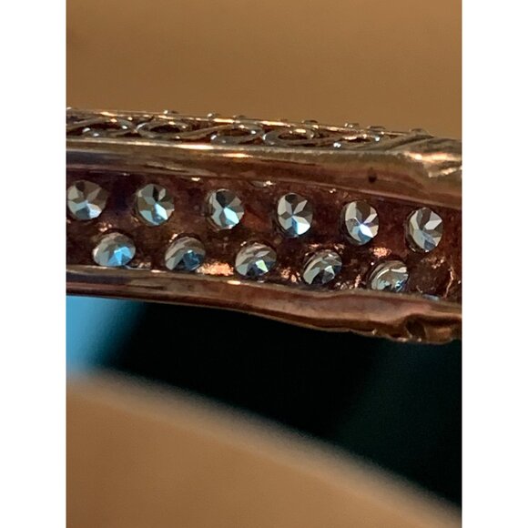 Sterling Silver 925 Cuff Bracelet Blue Rhinestones Twisted Rope Jewelry Women - Picture 6 of 8